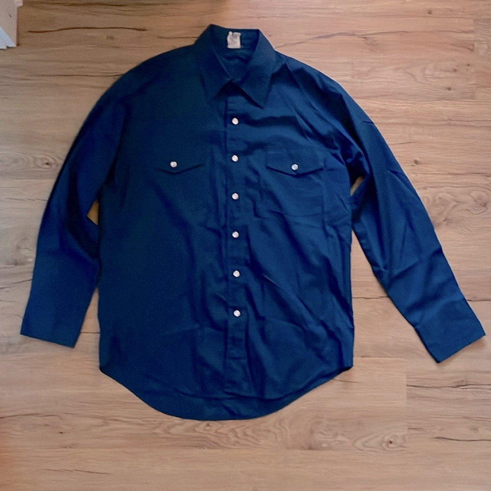 Western pearl snap shirt in navy